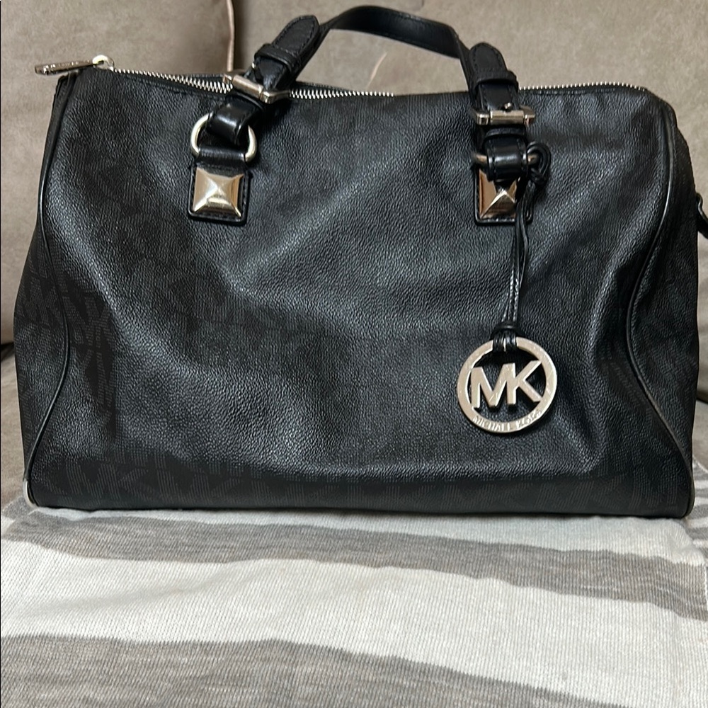 Michael Kors Black Structured Leather Tote Bag